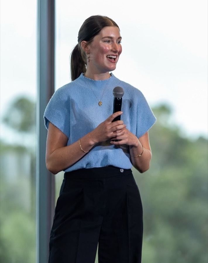 Jess Tresidder speaking at an event